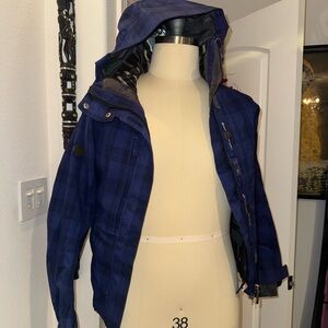 Women’s 686 Blue Plaid Hooded Ski Jacket XS